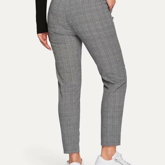 👖Glen plaid drawstring ankle cut pants - Picture 2 of 4